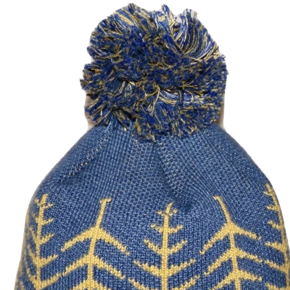 PATAGONIA Desert Blue & Mustard-Yellow Knit POM POM Hat ONE SIZE - Picture 3 of 15